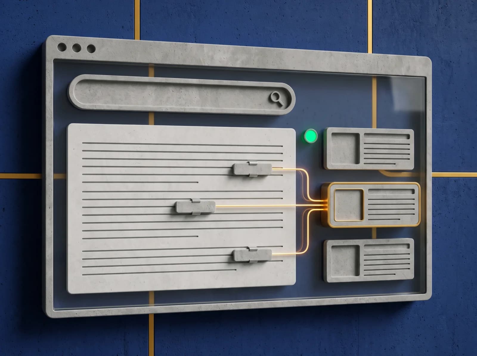 AI search answer connected to cited source cards